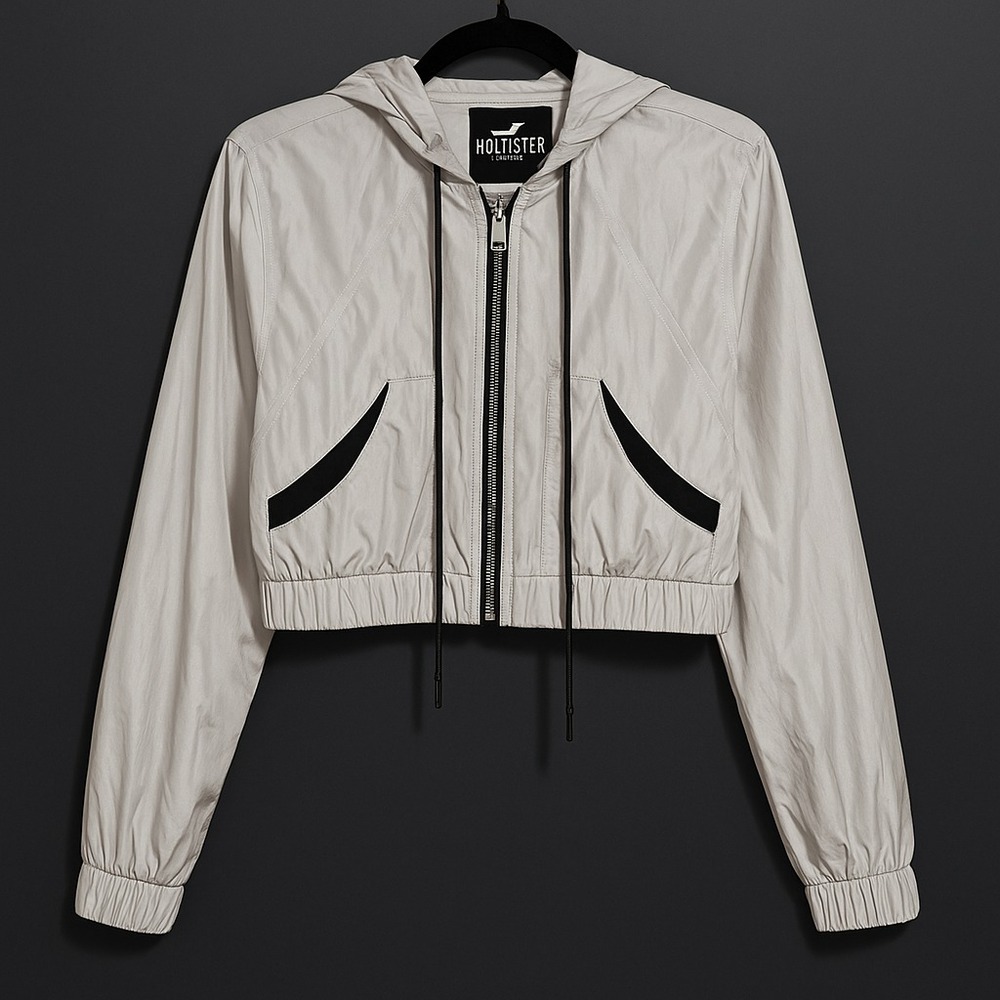 Hollister Y2K Cropped Windbreaker Hoodie Jacket‎ Small Streetwear Model Off Duty